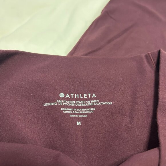 Athleta Salutation Stash Pocket II 7/8 Tight Leggings Burgundy Spiced Cabernet M - Picture 6 of 9